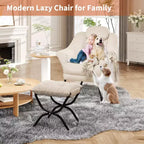 Fauteuil confortable GustoWave avec repose-pieds pliant, fauteuil de lecture en velours pour adultes, meuble d'appoint compact