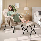 Fauteuil confortable GustoWave avec repose-pieds pliant, fauteuil de lecture en velours pour adultes, meuble d'appoint compact