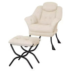 GustoWave Comfy Armchair with Folding Footstool, Velvet Upholstered Lounge Reading Chair for Adults, Compact Accent Furniture