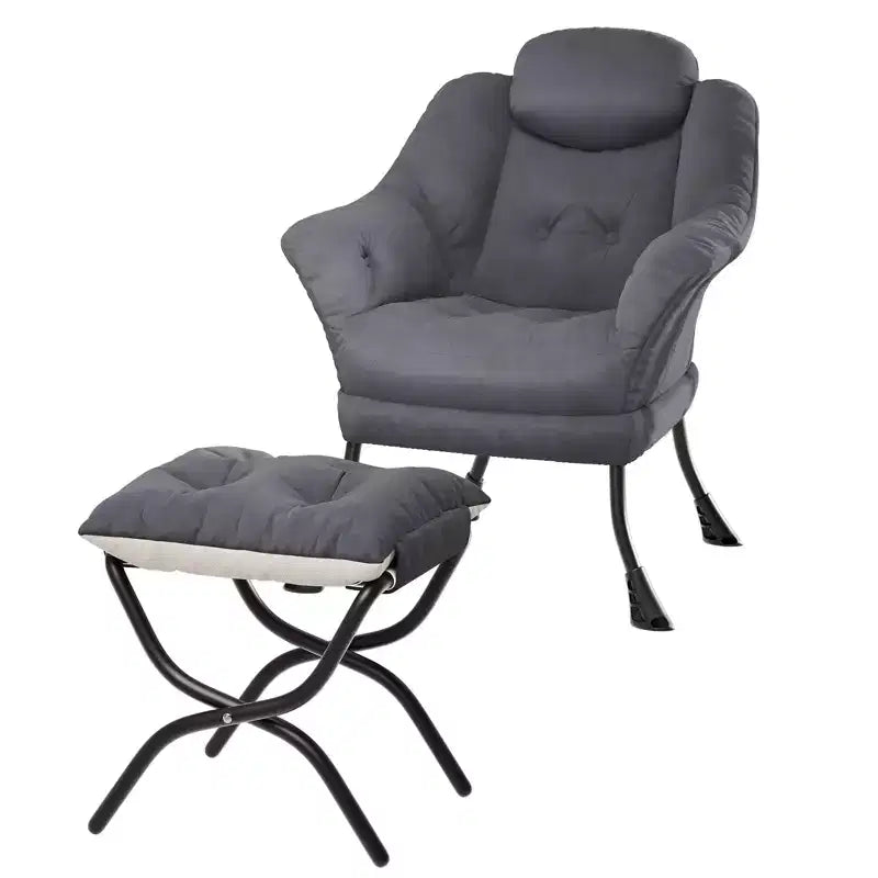 Fauteuil confortable GustoWave avec repose-pieds pliant, fauteuil de lecture en velours pour adultes, meuble d'appoint compact