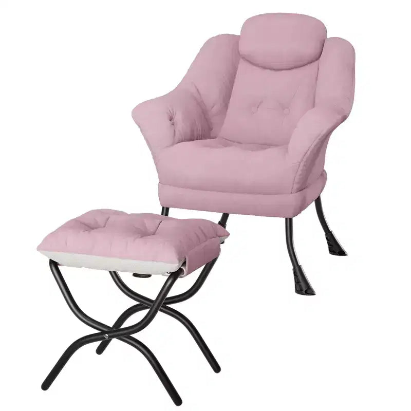 Fauteuil confortable GustoWave avec repose-pieds pliant, fauteuil de lecture en velours pour adultes, meuble d'appoint compact