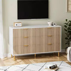 Commode moderne à 6 tiroirs pour chambre à coucher avec poignée dorée, chiffonnier et meuble de rangement pour salon, couloir, entrée