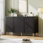 Commode moderne à 6 tiroirs pour chambre à coucher avec poignée dorée, chiffonnier et meuble de rangement pour salon, couloir, entrée