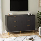 Commode moderne à 6 tiroirs pour chambre à coucher avec poignée dorée, chiffonnier et meuble de rangement pour salon, couloir, entrée