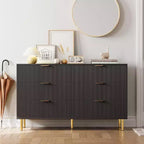 Modern 6-Drawer Dresser for Bedroom with Gold Handle, Chest of Drawers and Storage Organizer for Living Room, Hallway, Entryway