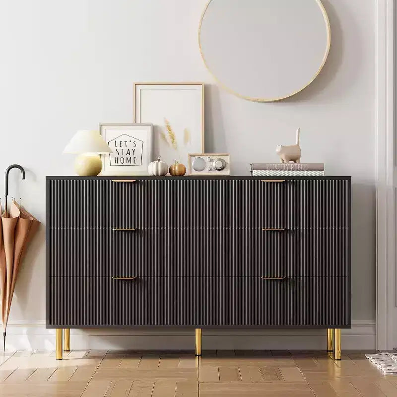 Modern 6-Drawer Dresser for Bedroom with Gold Handle, Chest of Drawers and Storage Organizer for Living Room, Hallway, Entryway