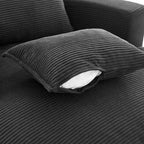 Fauteuil canapé rond pivotant Whisen en velours côtelé avec coussin double épaisseur et 3 oreillers amovibles