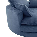 Fauteuil canapé rond pivotant Whisen en velours côtelé avec coussin double épaisseur et 3 oreillers amovibles