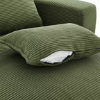 Fauteuil canapé rond pivotant Whisen en velours côtelé avec coussin double épaisseur et 3 oreillers amovibles