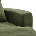 Fauteuil canapé rond pivotant Whisen en velours côtelé avec coussin double épaisseur et 3 oreillers amovibles