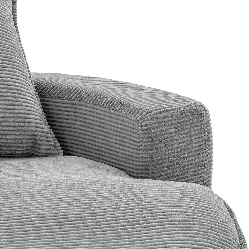 Fauteuil canapé rond pivotant Whisen en velours côtelé avec coussin double épaisseur et 3 oreillers amovibles