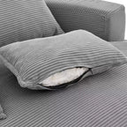 Fauteuil canapé rond pivotant Whisen en velours côtelé avec coussin double épaisseur et 3 oreillers amovibles