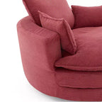 Fauteuil canapé rond pivotant Whisen en velours côtelé avec coussin double épaisseur et 3 oreillers amovibles