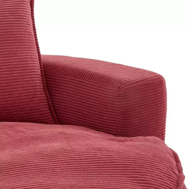 Fauteuil canapé rond pivotant Whisen en velours côtelé avec coussin double épaisseur et 3 oreillers amovibles