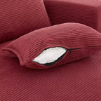 Fauteuil canapé rond pivotant Whisen en velours côtelé avec coussin double épaisseur et 3 oreillers amovibles