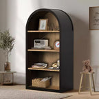 Étagère à livres étroite arquée Vatros 4 niveaux noire