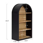 Étagère à livres étroite arquée Vatros 4 niveaux noire