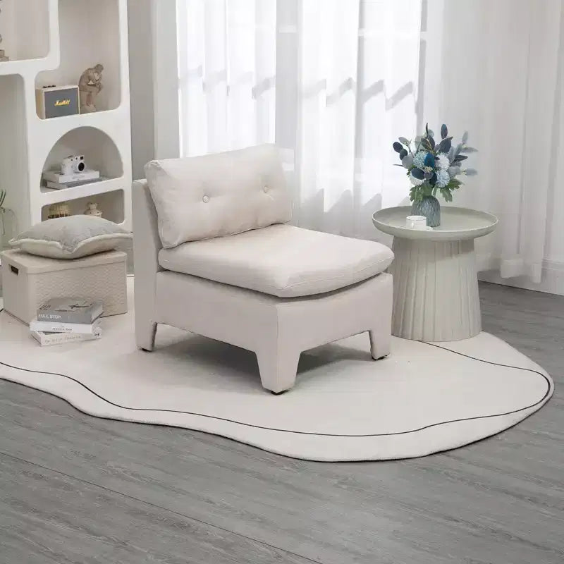 Fauteuil Acekool en lin à assise profonde - Sans accoudoirs, Blanc (Taille unique)