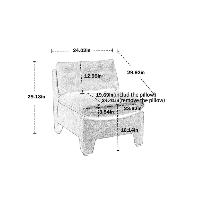 Fauteuil Acekool en lin à assise profonde - Sans accoudoirs, Blanc (Taille unique)
