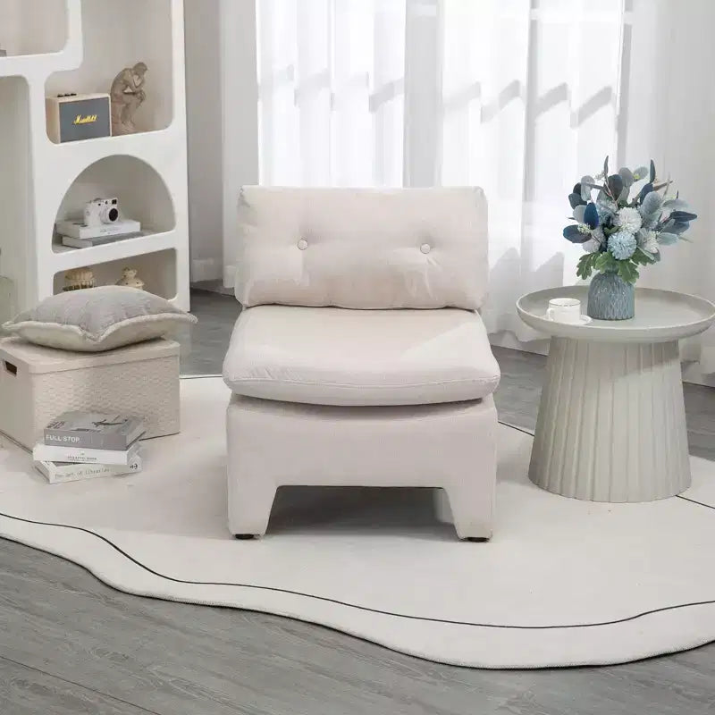 Fauteuil Acekool en lin à assise profonde - Sans accoudoirs, Blanc (Taille unique)
