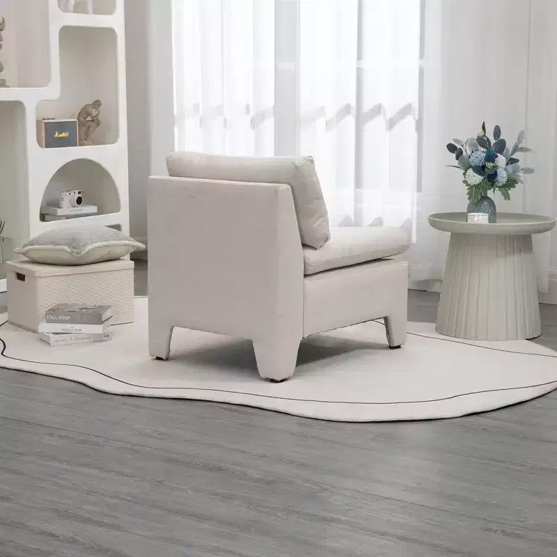 Fauteuil Acekool en lin à assise profonde - Sans accoudoirs, Blanc (Taille unique)