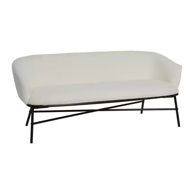 Storied Home Bowery Boucle Upholstered Couch Bench, White