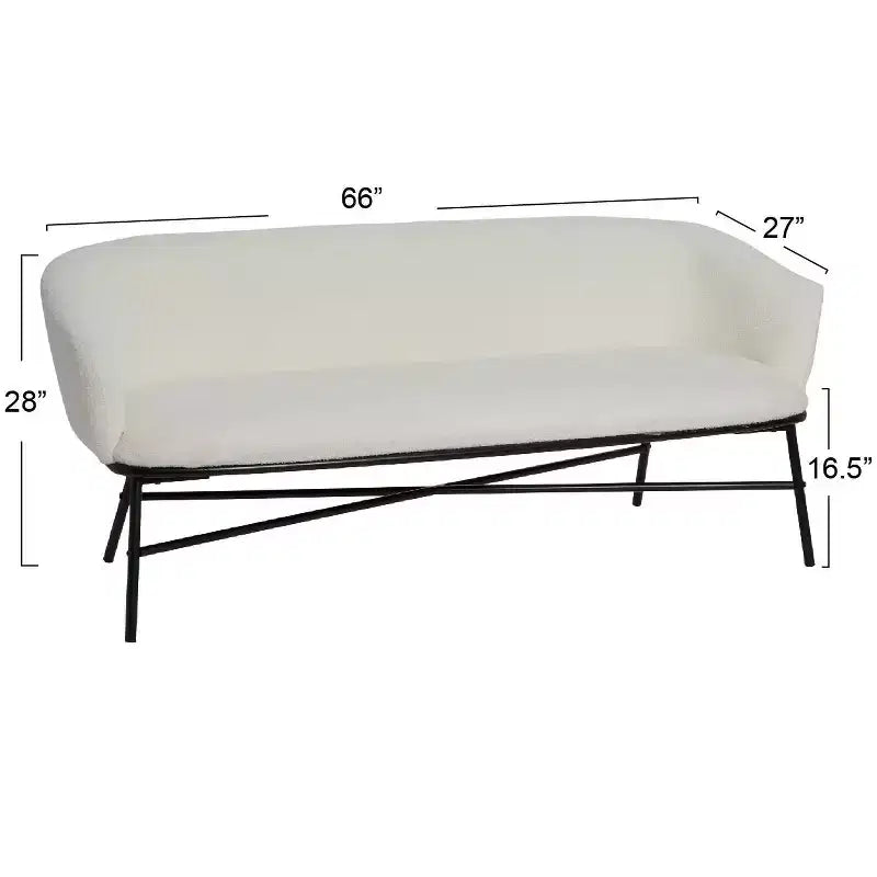Banc de canapé rembourré en tissu bouclé Storied Home Bowery, blanc
