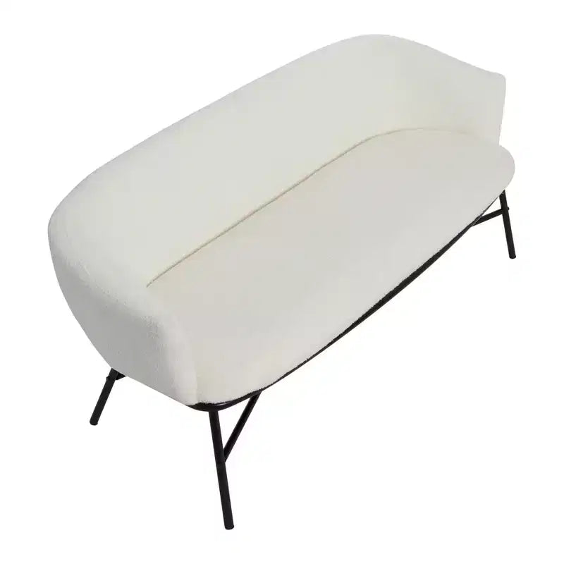 Banc de canapé rembourré en tissu bouclé Storied Home Bowery, blanc