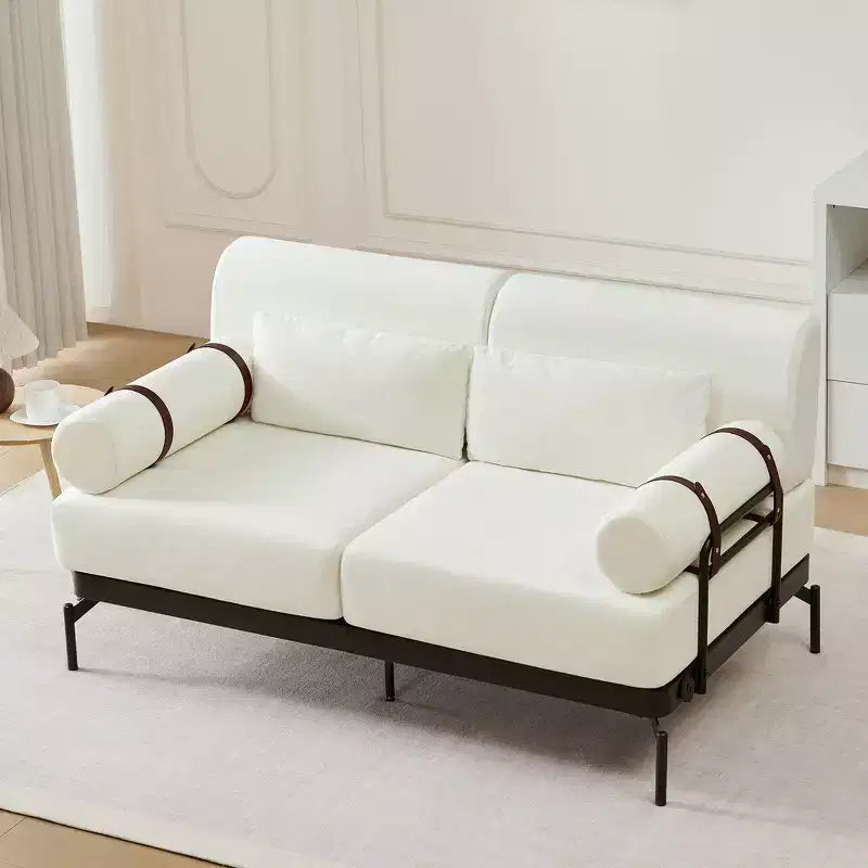 Whisen Chenille Modern Loveseat Sofa with Flexible USB Ports , Unique Cylindrical Armrests