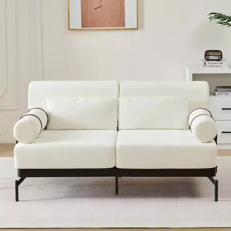 Causeuse moderne Whisen Chenille avec ports USB flexibles, accoudoirs cylindriques uniques