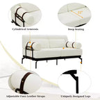 Causeuse moderne Whisen Chenille avec ports USB flexibles, accoudoirs cylindriques uniques