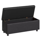 PU Leather Stool with PU+Yang Wood+Sponge+Plastic Construction, Storage Feature, Durable Plastic Footrest, Comfortable and Stylish