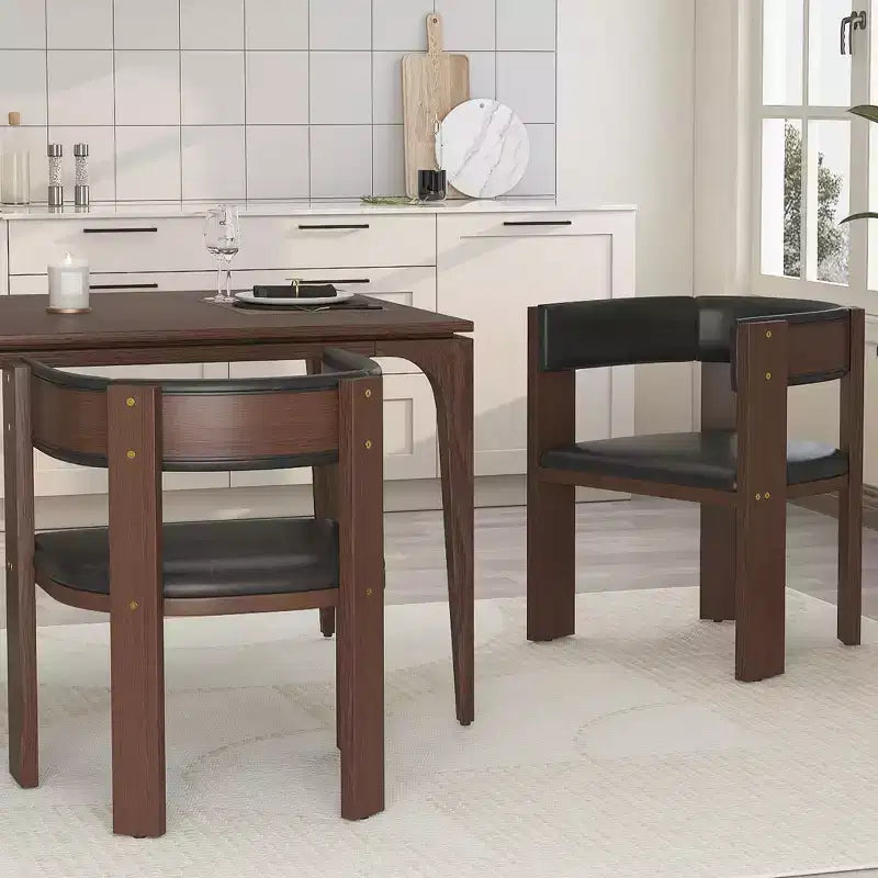 Rubber Wood Dining Chair with Curved Wood H-Shape Frame, Durable Construction, Comfortable Seating, Elegant Design, and Easy Maintenance
