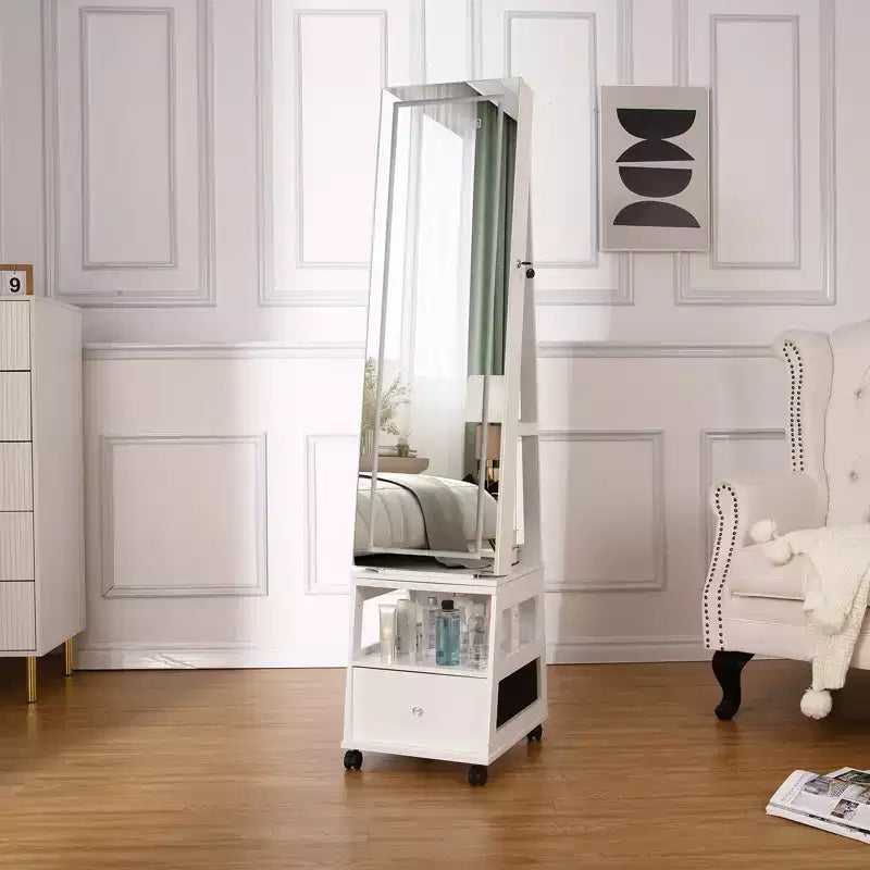 1SET MDF 360 Rotating Jewelry Cabinet with Rotating Jewelry Cabinet Feature