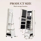 1 ENSEMBLE MDF Armoire à bijoux rotative à 360° avec fonction d'armoire à bijoux rotative