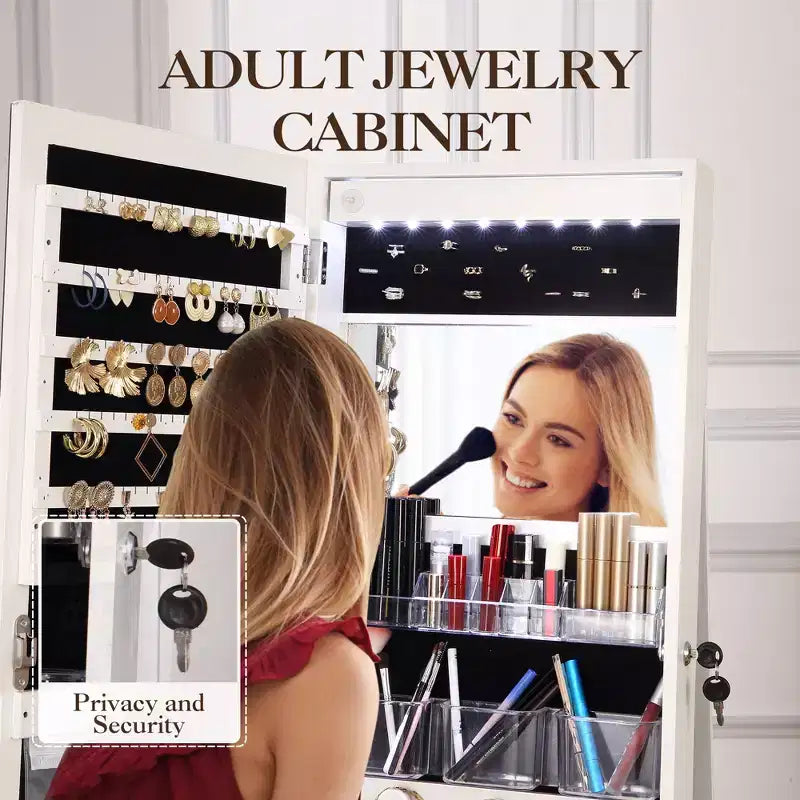 1 ENSEMBLE MDF Armoire à bijoux rotative à 360° avec fonction d'armoire à bijoux rotative