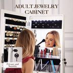 1 ENSEMBLE MDF Armoire à bijoux rotative à 360° avec fonction d'armoire à bijoux rotative