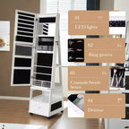 1 ENSEMBLE MDF Armoire à bijoux rotative à 360° avec fonction d'armoire à bijoux rotative