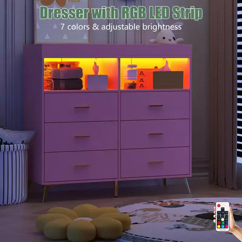 Commode à langer avec tiroirs, commode bébé avec plateau à langer, prise de courant, lumière LED et pieds métalliques, organisateur de nurserie station à langer