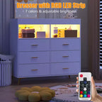 Commode à langer avec tiroirs, commode bébé avec plateau à langer, prise de courant, lumière LED et pieds métalliques, organisateur de nurserie station à langer