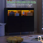 Commode à langer avec tiroirs, commode bébé avec plateau à langer, prise de courant, lumière LED et pieds métalliques, organisateur de nurserie station à langer