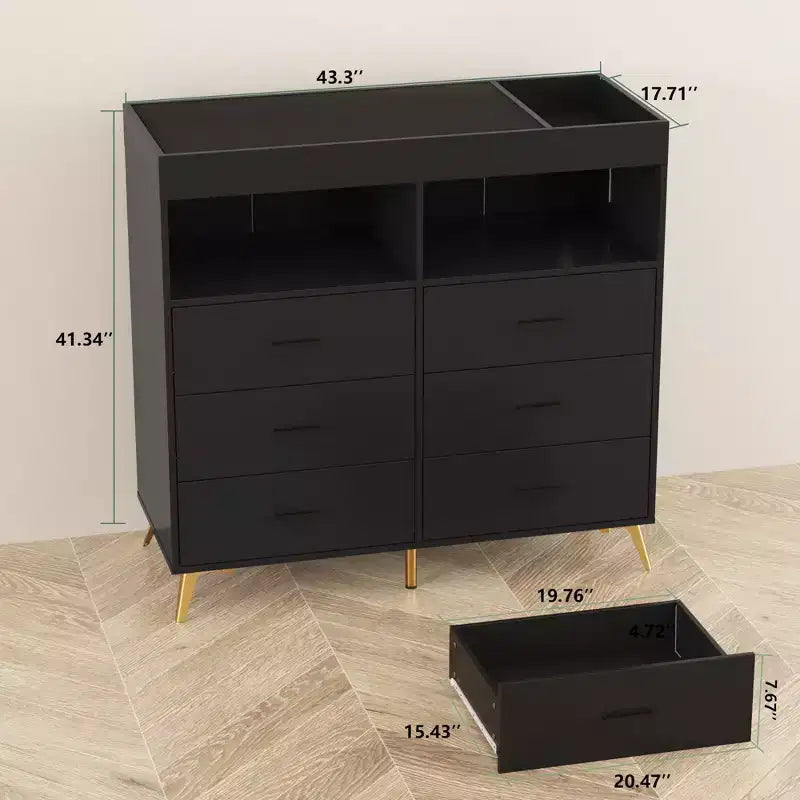 Commode à langer avec tiroirs, commode bébé avec plateau à langer, prise de courant, lumière LED et pieds métalliques, organisateur de nurserie station à langer