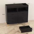 Commode à langer avec tiroirs, commode bébé avec plateau à langer, prise de courant, lumière LED et pieds métalliques, organisateur de nurserie station à langer