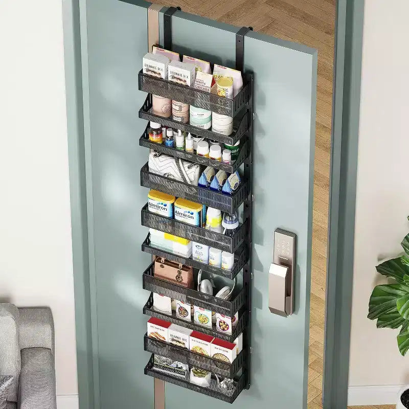 10-Tier Over-the-Door Organizer, Adjustable Hanging Shelf for Pantry/Bathroom, Space-Saving Metal Storage