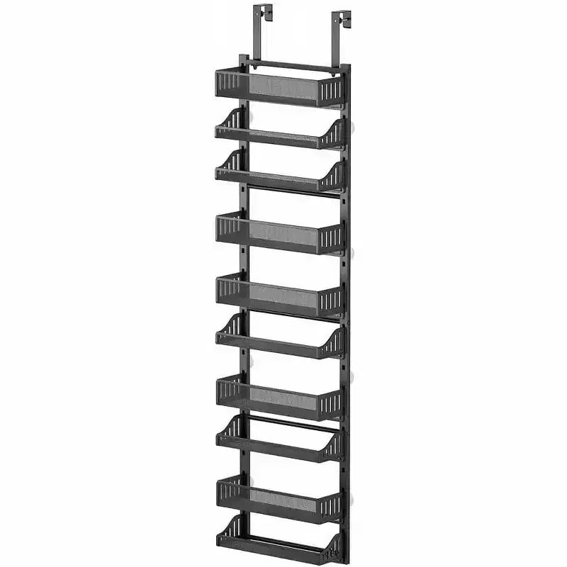 Organisateur de porte à 10 niveaux, étagère suspendue réglable pour garde-manger/salle de bain, rangement métallique peu encombrant