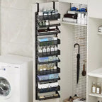 Organisateur de porte à 10 niveaux, étagère suspendue réglable pour garde-manger/salle de bain, rangement métallique peu encombrant