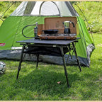 Table de camping pliante Arrowhead Outdoor, en aluminium, réglable en hauteur, avec filet de rangement sous la table et sac de transport, noire