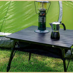 Table de camping pliante Arrowhead Outdoor, en aluminium, réglable en hauteur, avec filet de rangement sous la table et sac de transport, noire
