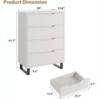 Commode verticale à 4 tiroirs, Meuble de rangement autoportant de 105 cm de haut avec pieds détachables, Armoire en bois pour chambre, salon, couloir et entrée