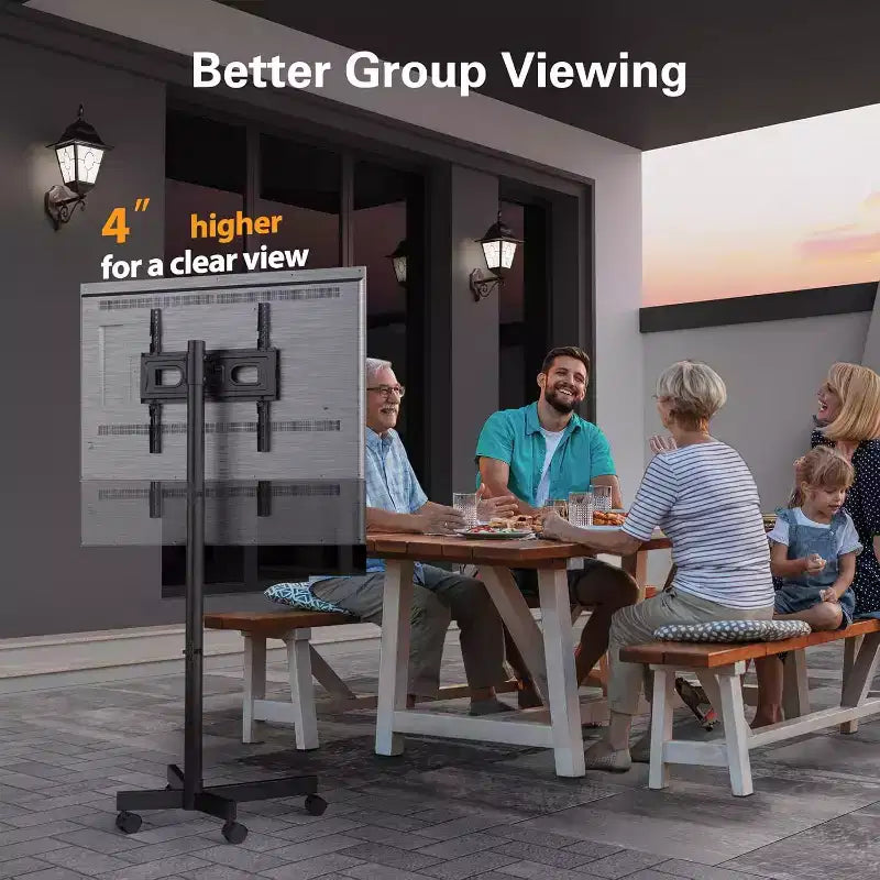 Support TV à roulettes Perlegear pour téléviseurs de 23 à 60 pouces, supporte jusqu'à 40 kg, réglable en hauteur, chariot inclinable avec roues verrouillables, VESA max 400x400mm